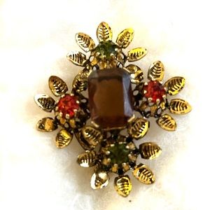 Vintage Made in Austria Smoky Rhinestone Brooch Pin